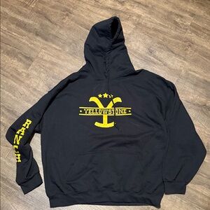 Gildan Black and Yellow Yellowstone Ranch Hoodie